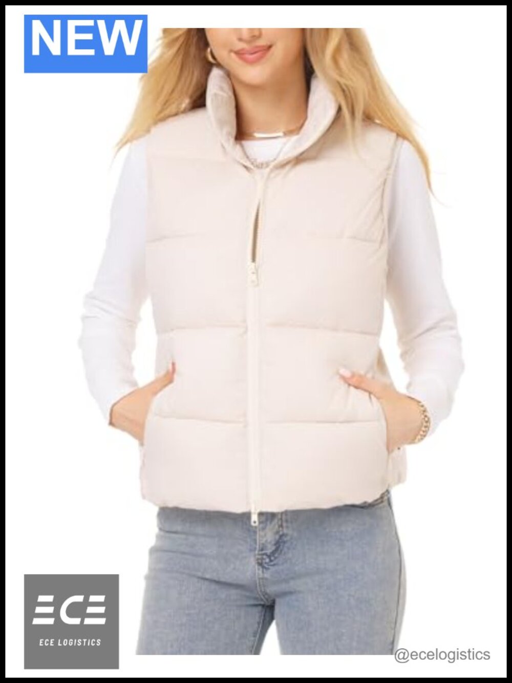 Quilted Puffer Vest Womens Lightweight Zip Gilet Fall Winter Sleeveless Jacket